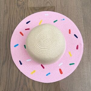 San Diego Hat Company Pink and Tan Ribbon Sun Hat